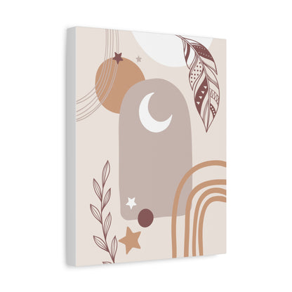 Sunset Botanica Art 1.2 - Matte Canvas Decor with Minimalist Leaf Design