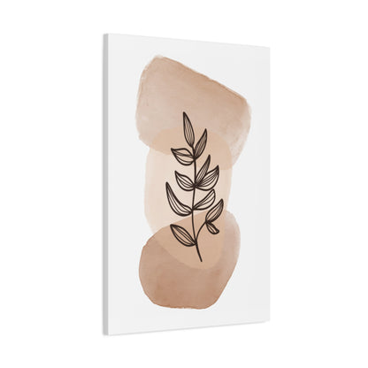Brown Botanical Wall Art Set 1.1 - Matte Canvas Decor with Minimalist Leaf Design