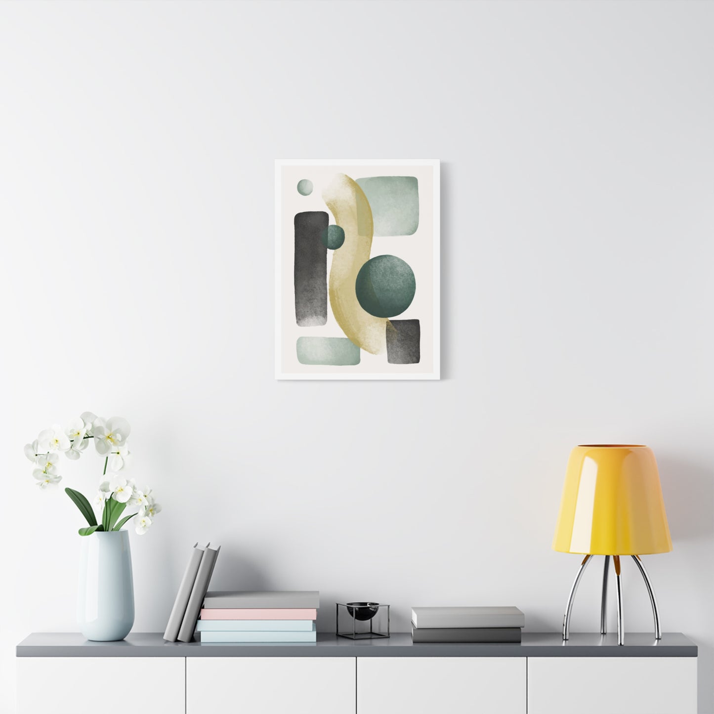 Army Green Art Set 1.2 - Matte Canvas Decor with Minimalist Leaf Design