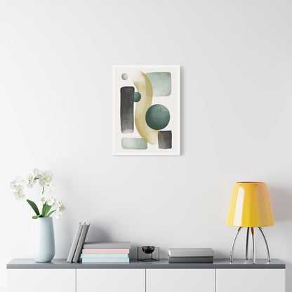 Army Green Art Set 1.2 - Matte Canvas Decor with Minimalist Leaf Design