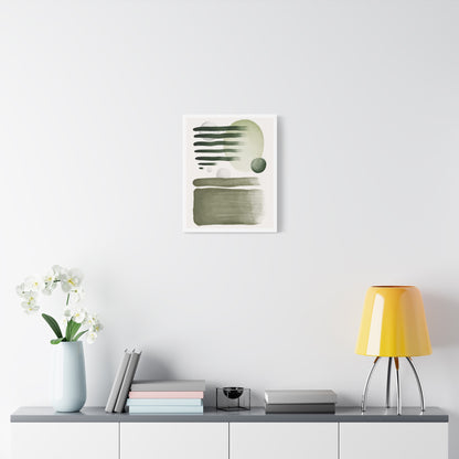 Olive Green Art Set 1.1 - Matte Canvas Decor with Minimalist Leaf Design