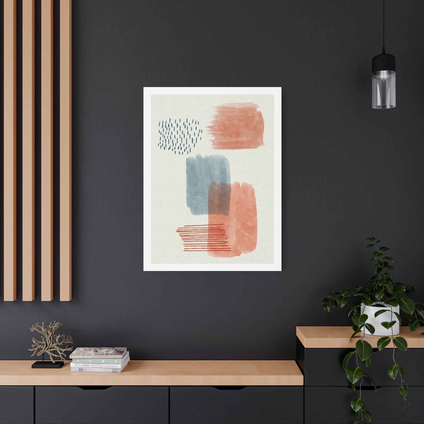 Wander Brush Art 1.3 - Matte Canvas Decor with Minimalist Leaf Design