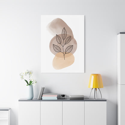 Brown Botanical Wall Art Set 1.2 - Matte Canvas Decor with Minimalist Leaf Design