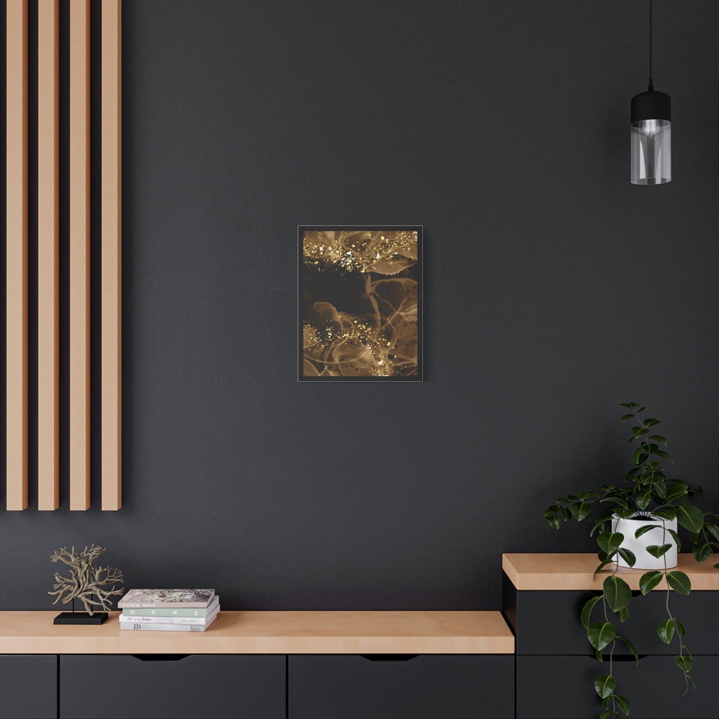 Gold Dust Art Set 1.3 - Matte Canvas Decor with Minimalist Leaf Design