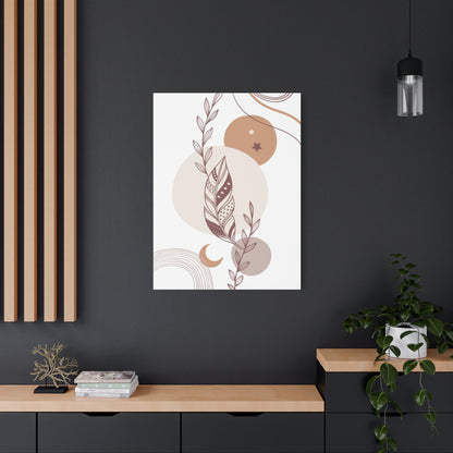 Sunset Botanica Art 1.3 - Matte Canvas Decor with Minimalist Leaf Design