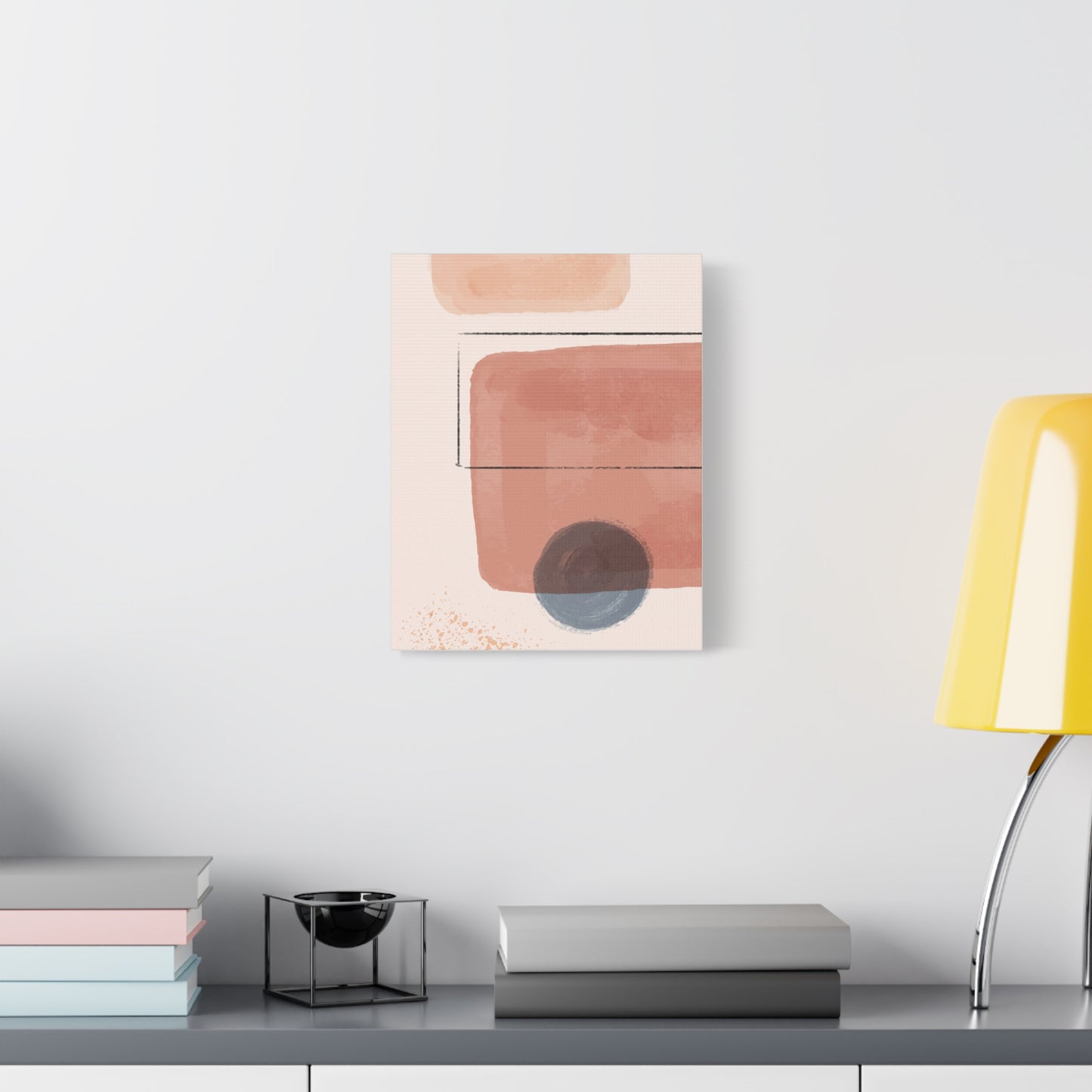 Pink Water Minimal Art Set 1.2 - Matte Canvas Decor with Minimalist Leaf Design