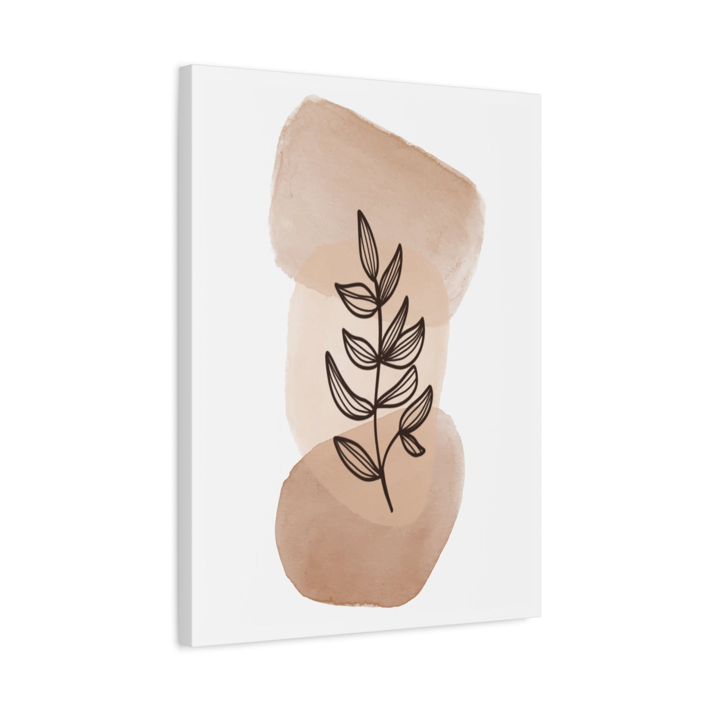 Brown Modern Botanical Wall Art Set 1.1- Matte Canvas Decor with Minimalist Leaf Design