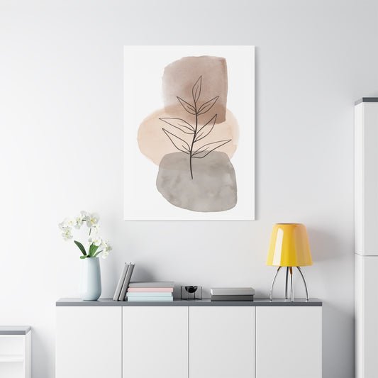 Brown Modern Botanical Wall Art Set 1.3 - Matte Canvas Decor with Minimalist Leaf Design