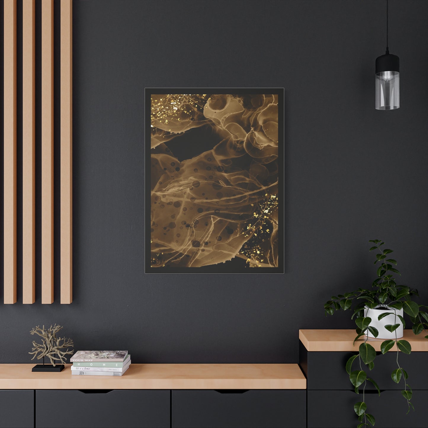 Gold Dust Art Set 1.2 - Matte Canvas Decor with Minimalist Leaf Design