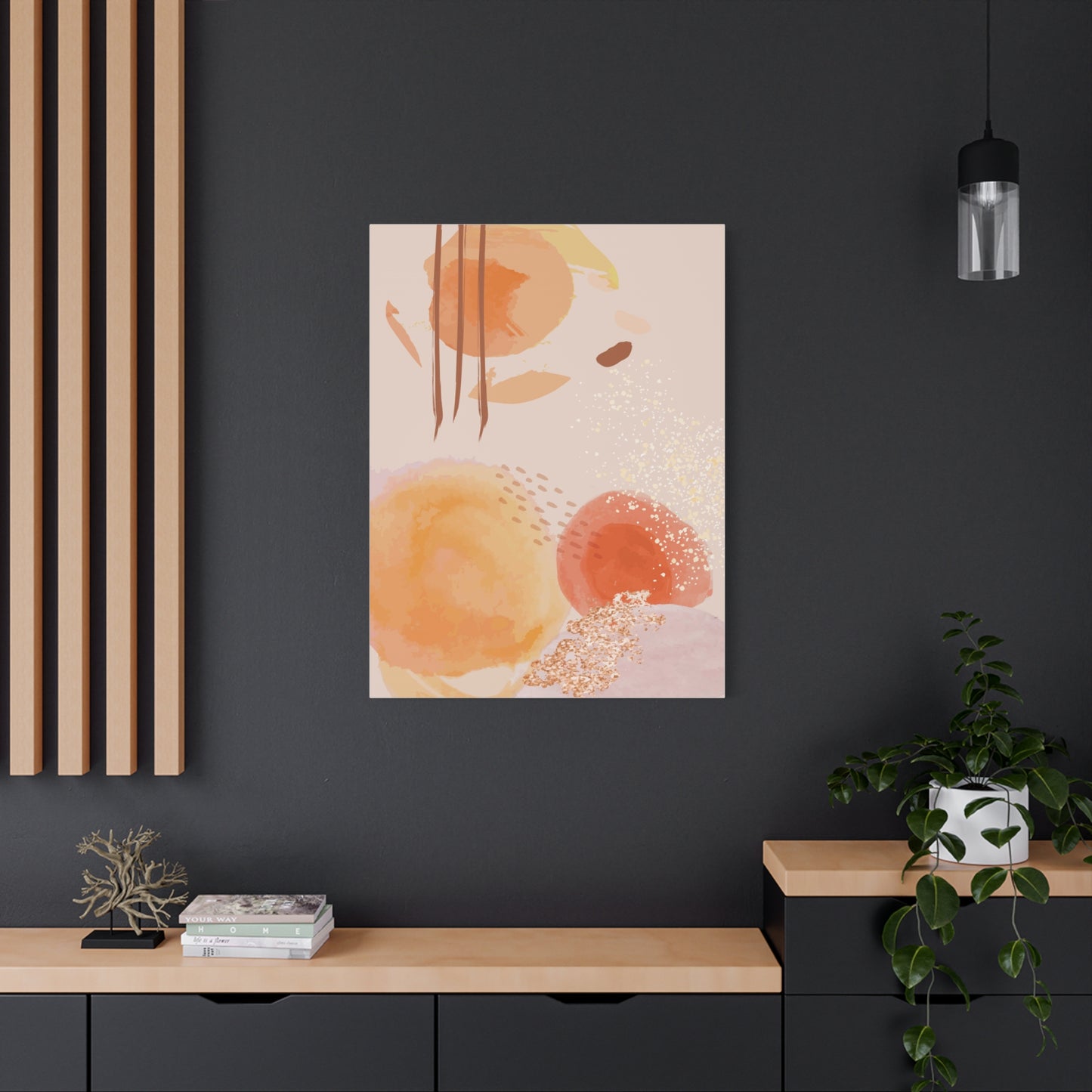 Sunlit Spark Art Set 1.3 - Matte Canvas Decor with Minimalist Leaf Design