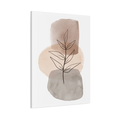 Brown Botanical Wall Art Set 1.3 - Matte Canvas Decor with Minimalist Leaf Design