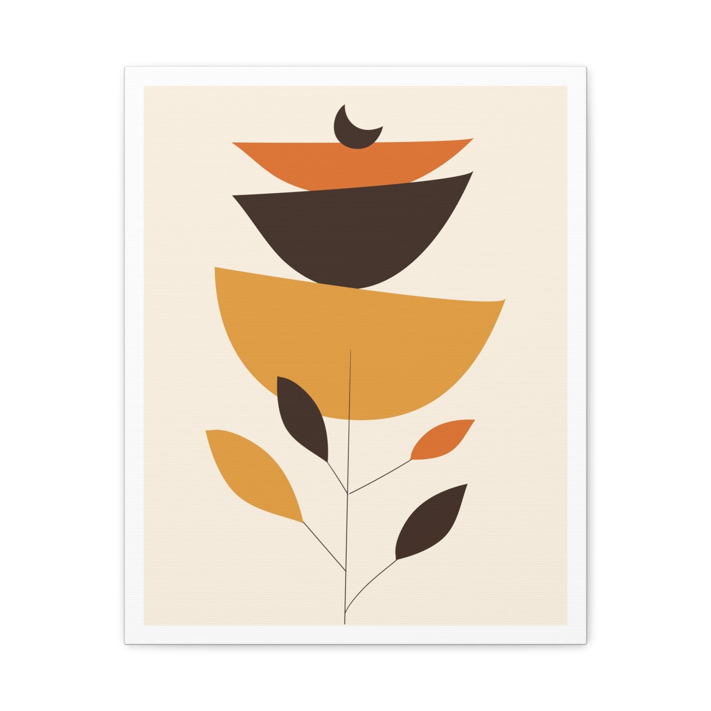 Lunar Bloom Art Set 1.2 - Matte Canvas Decor with Minimalist Leaf Design