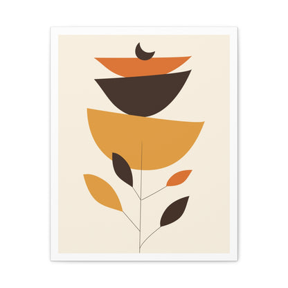 Lunar Bloom Art Set 1.2 - Matte Canvas Decor with Minimalist Leaf Design