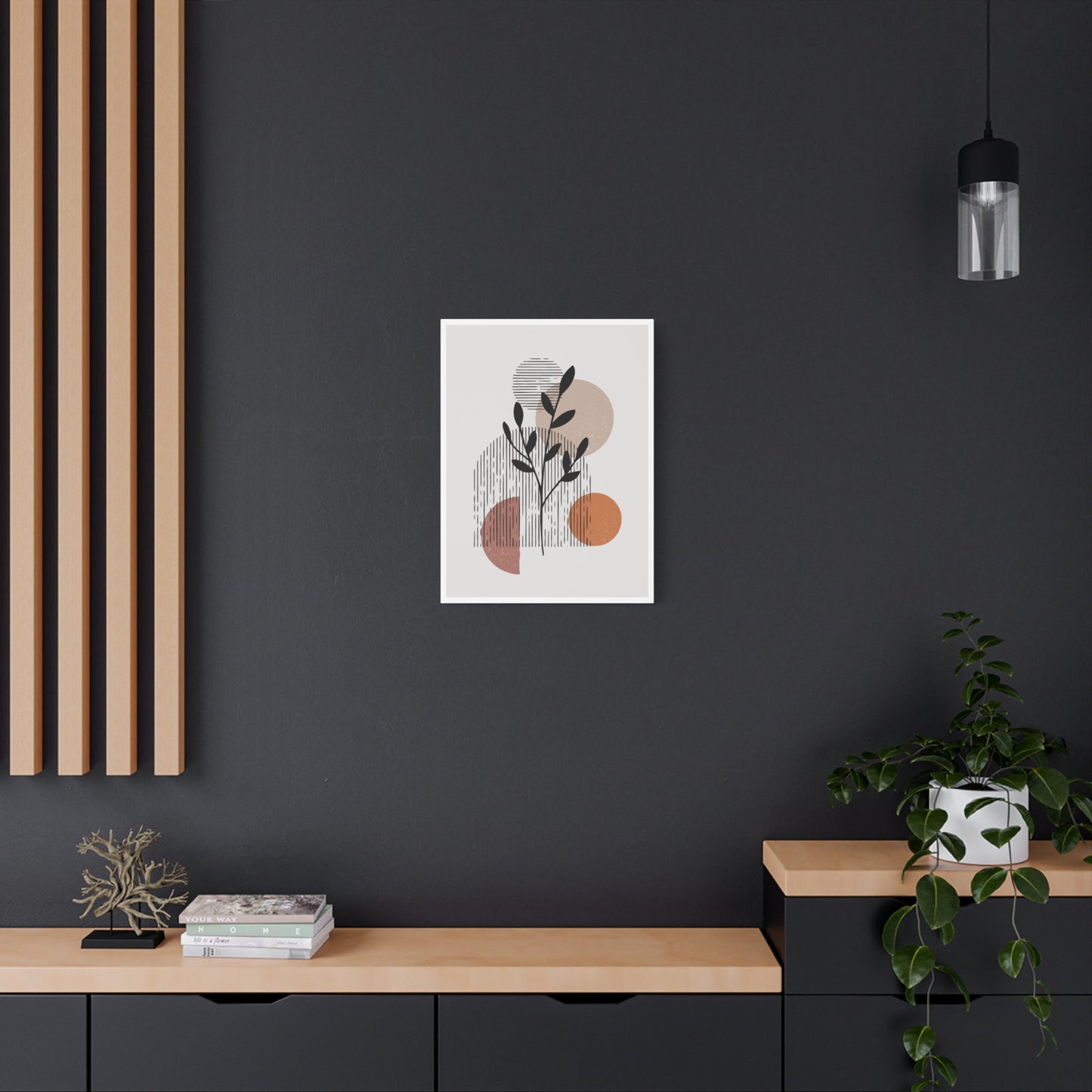 Orange Tone Flower Art Set 1.2 - Matte Canvas Decor with Minimalist Leaf Design