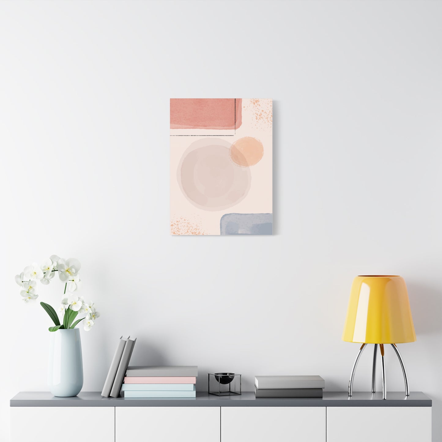 Pink Water Minimal Art Set 1.1 - Matte Canvas Decor with Minimalist Leaf Design