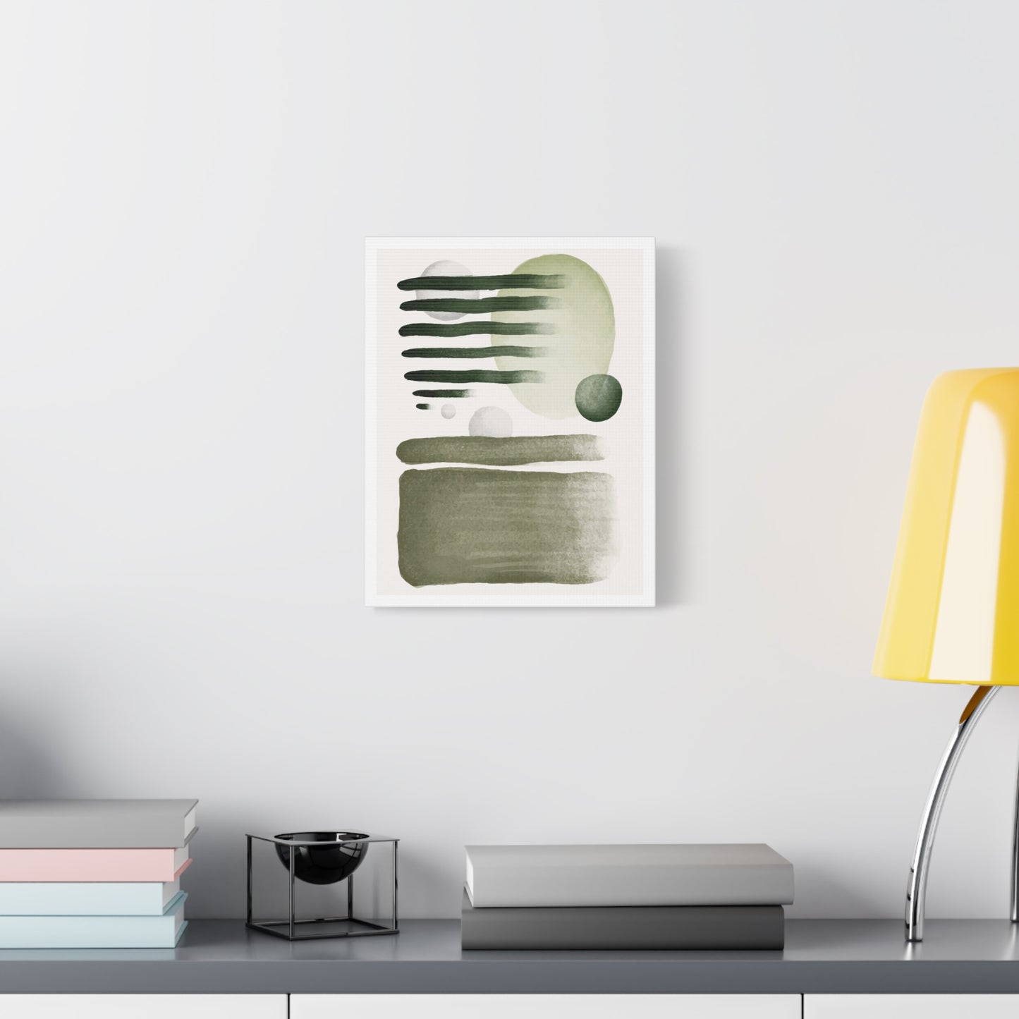 Olive Green Art Set 1.1 - Matte Canvas Decor with Minimalist Leaf Design