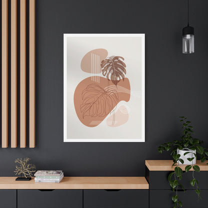 Brown Leaf Wall Painting Set 1.3 - Matte Canvas Decor with Minimalist Leaf Design