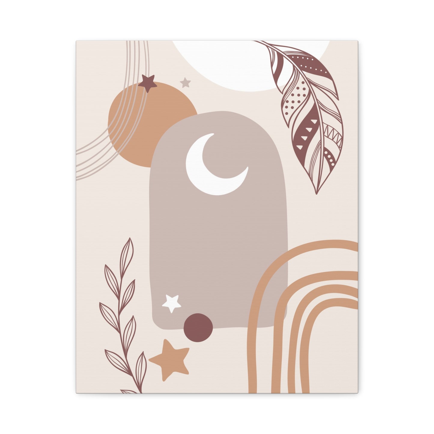 Sunset Botanica Art 1.2 - Matte Canvas Decor with Minimalist Leaf Design