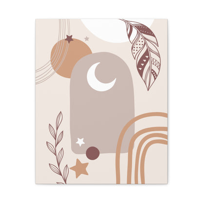 Sunset Botanica Art 1.2 - Matte Canvas Decor with Minimalist Leaf Design