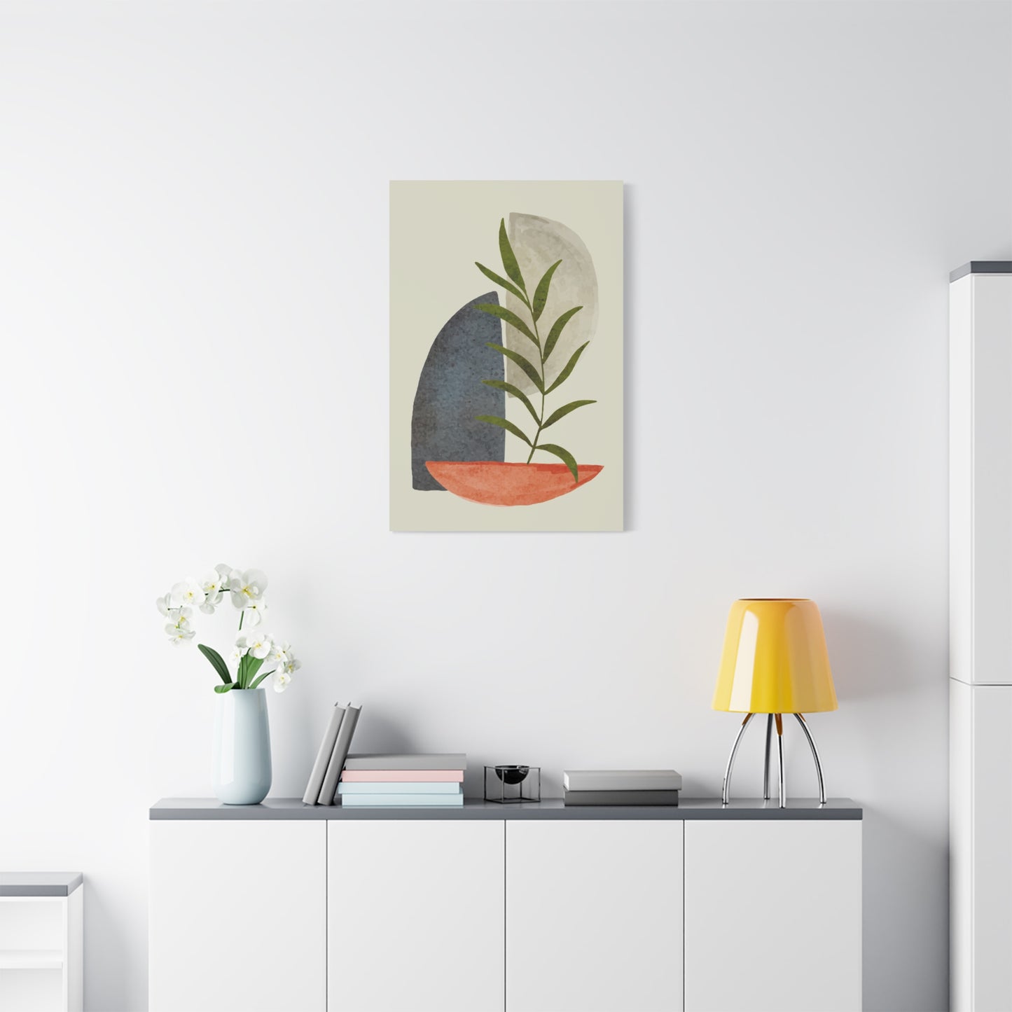 Flower Wall Art Set 1.2 - Matte Canvas Decor with Minimalist Leaf Design