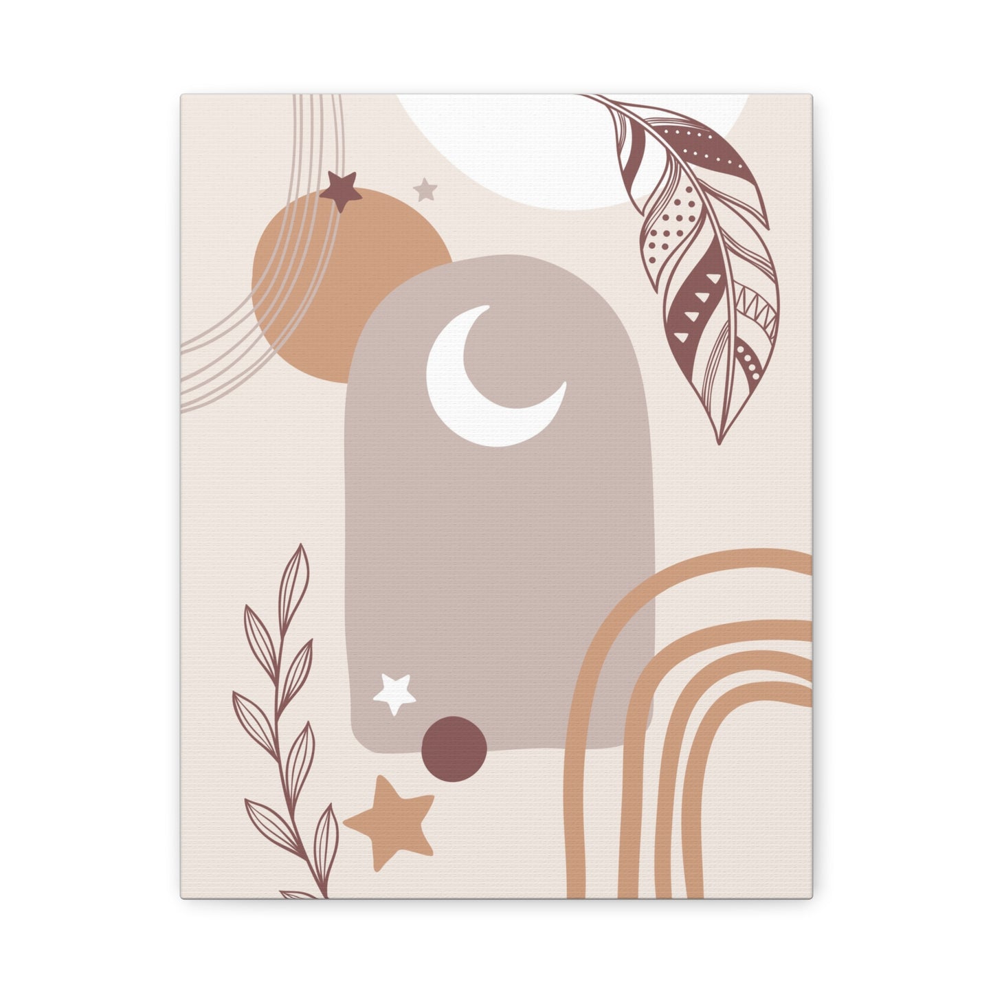 Sunset Botanica Art 1.2 - Matte Canvas Decor with Minimalist Leaf Design