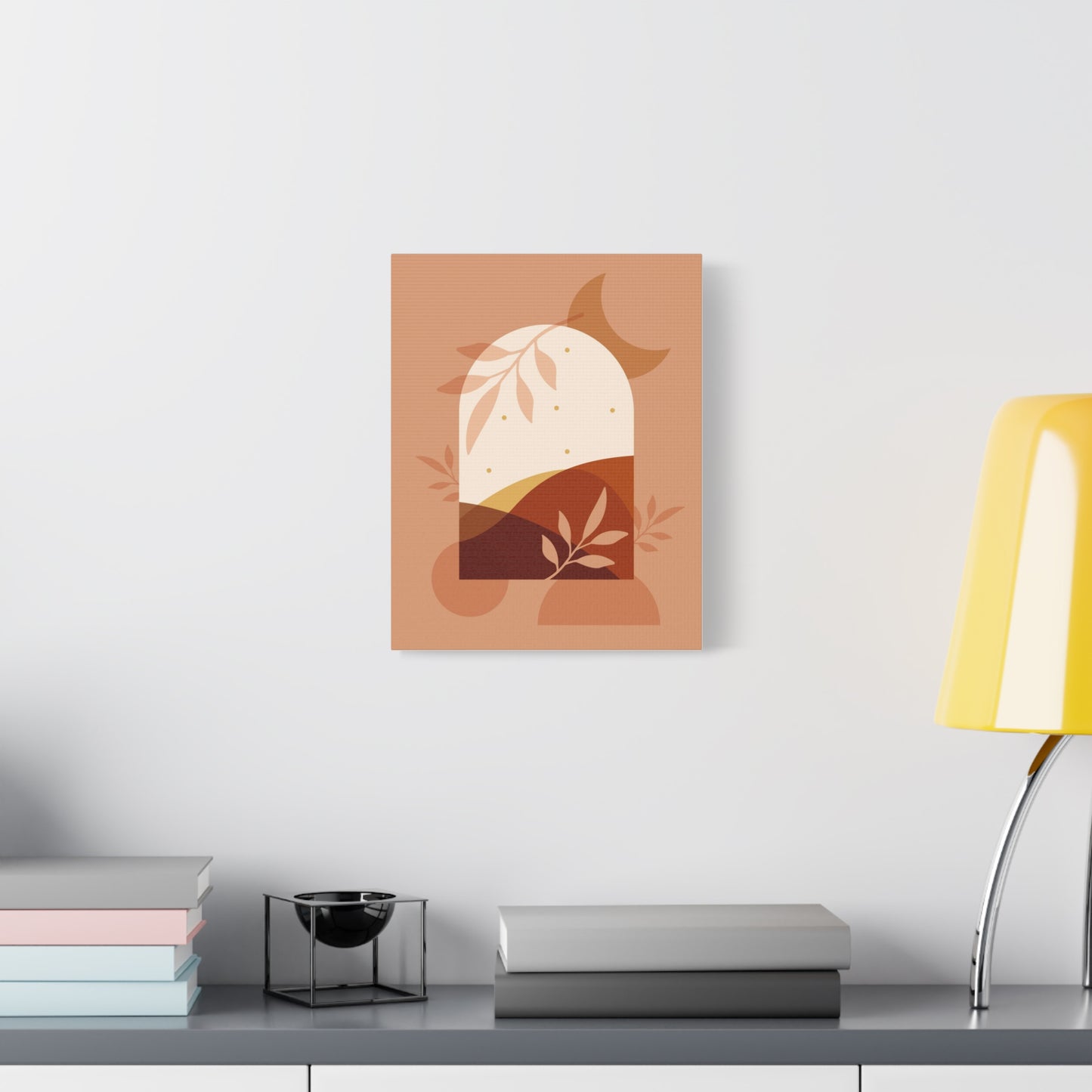 Abstract Terracotta Botanical Art Set 1.3 - Matte Canvas Decor with Minimalist Leaf Design