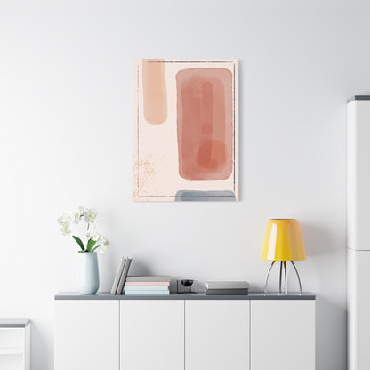 Pink Water Minimal Art Set 1.3 - Matte Canvas Decor with Minimalist Leaf Design