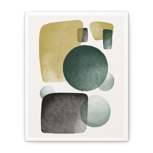 Army Green Art Set 1.1 - Matte Canvas Decor with Minimalist Leaf Design