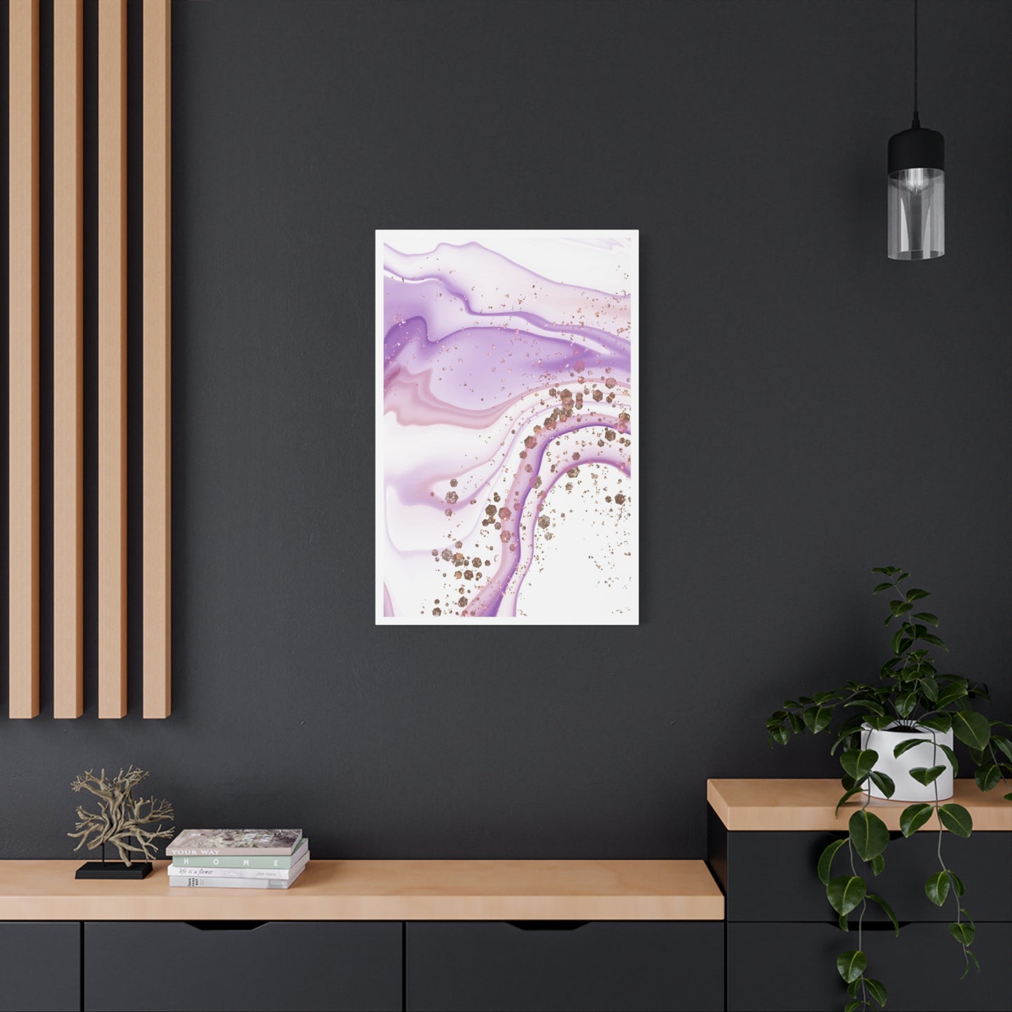 Blush Pink Marble Wall Art Set 1.3 - Matte Canvas Decor with Minimalist Leaf Design