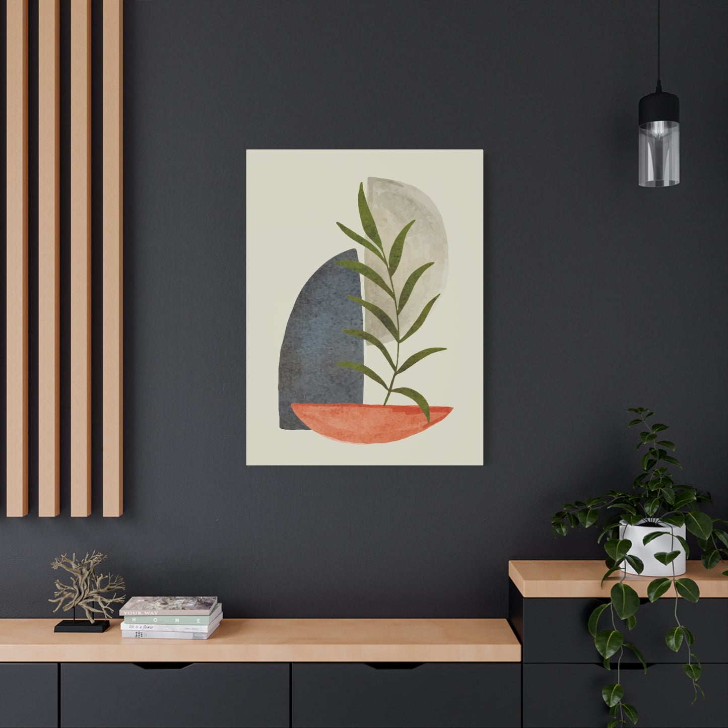 Flower Wall Art Set 1.2 - Matte Canvas Decor with Minimalist Leaf Design