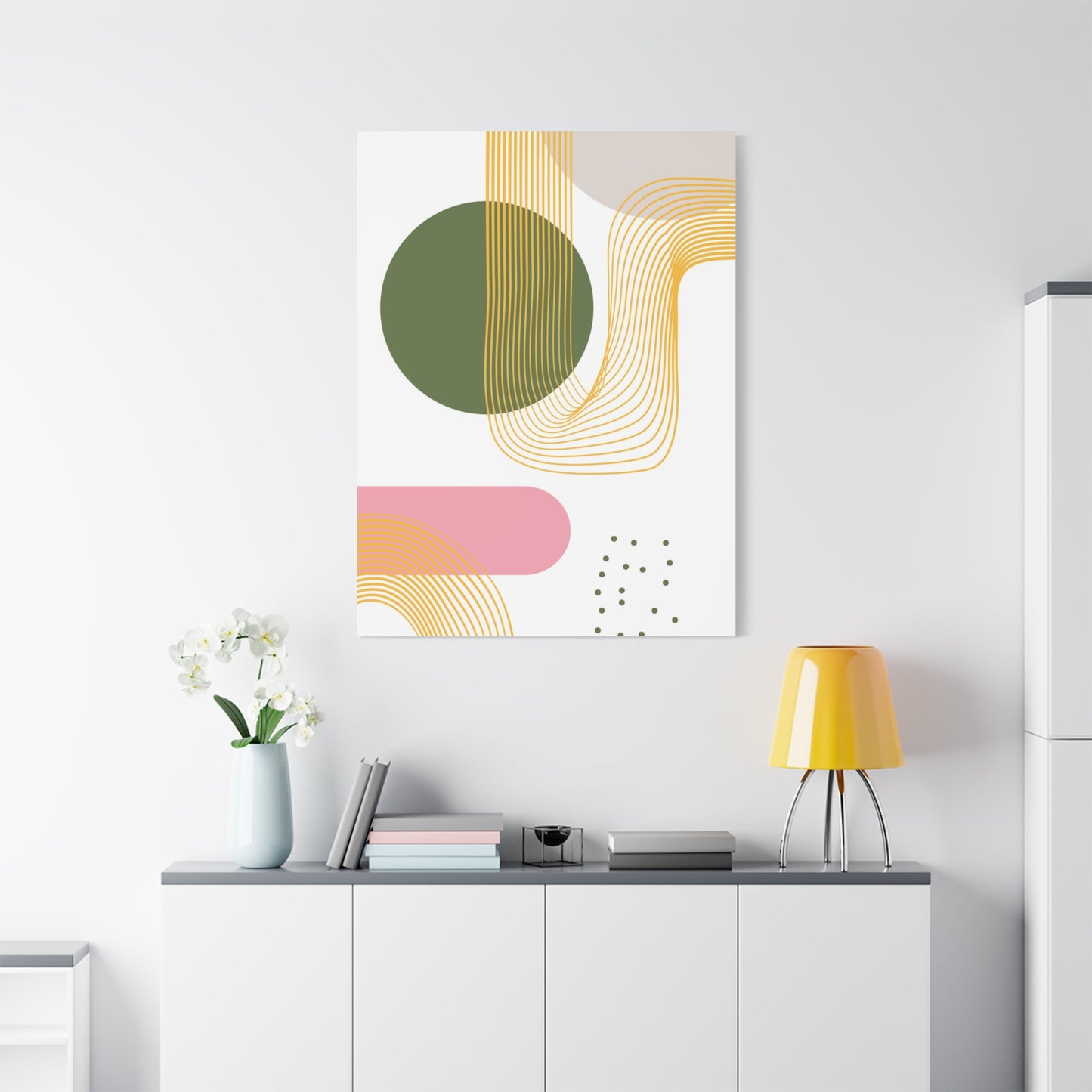 Minimal Geo Art Set 1.1 - Matte Canvas Decor with Minimalist Leaf Design