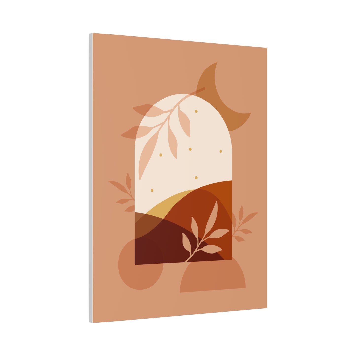 Abstract Terracotta Botanical Art Set 1.3 - Matte Canvas Decor with Minimalist Leaf Design