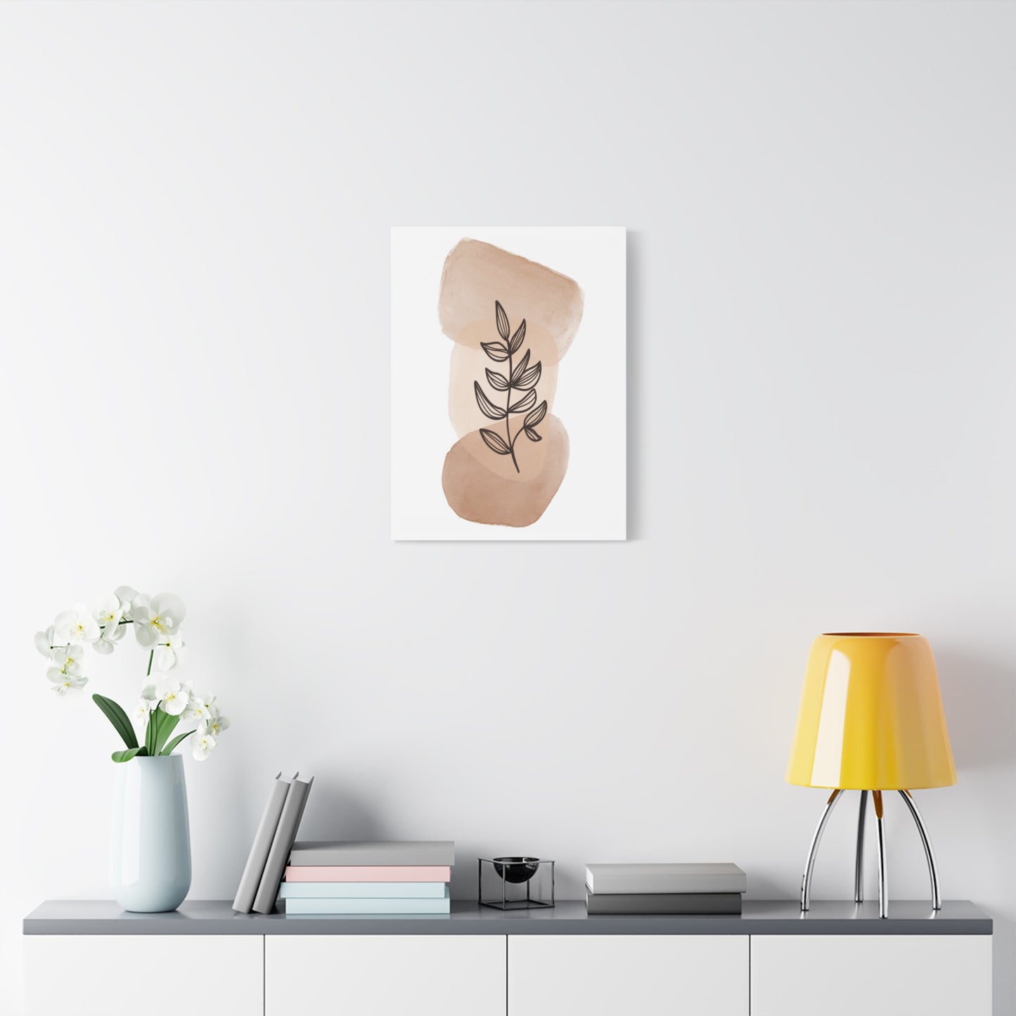 Brown Modern Botanical Wall Art Set 1.1- Matte Canvas Decor with Minimalist Leaf Design
