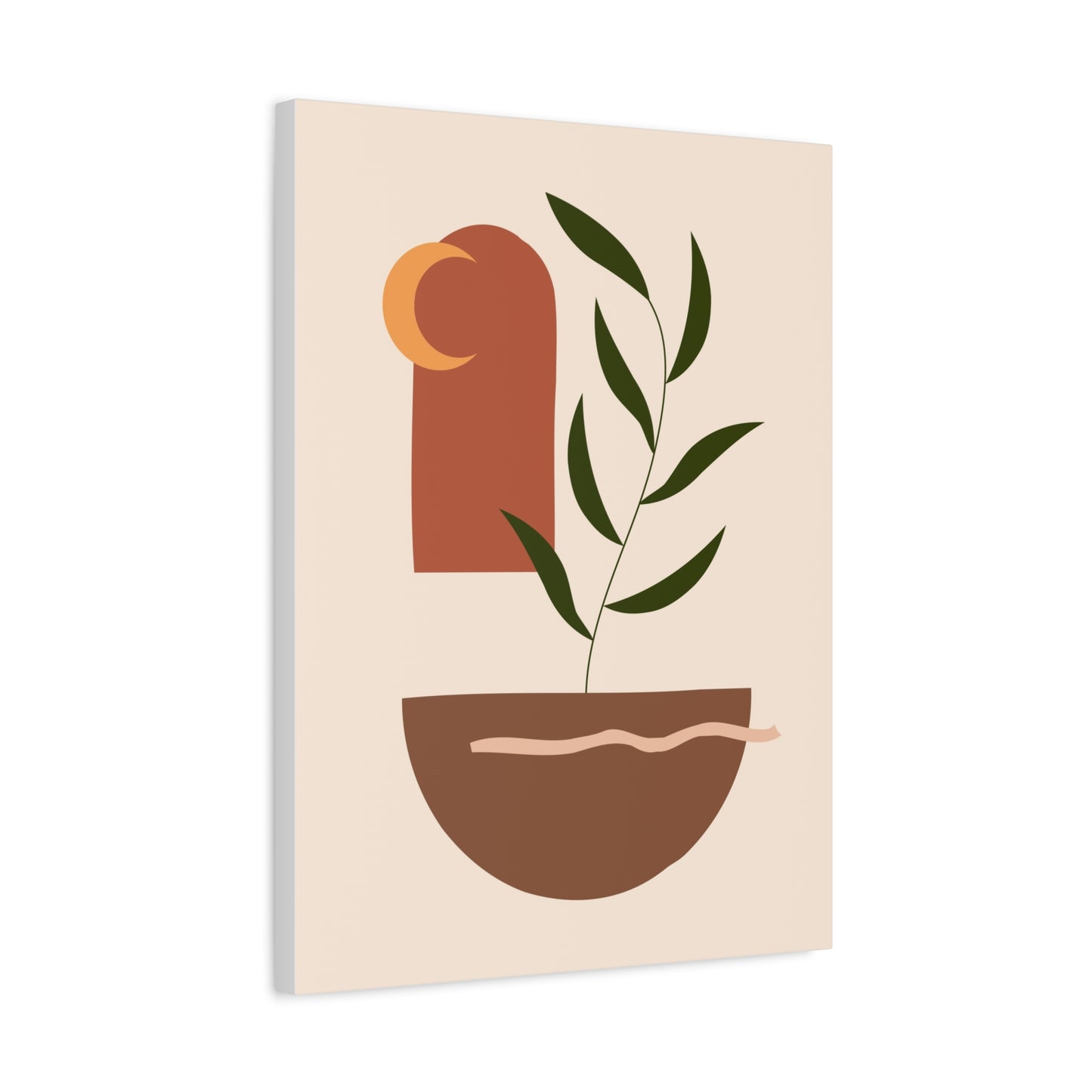 Petal Village Art 1.3 - Matte Canvas Decor with Minimalist Leaf Design