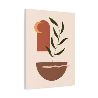 Petal Village Art 1.3 - Matte Canvas Decor with Minimalist Leaf Design