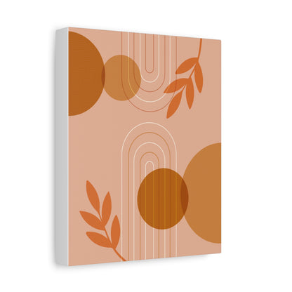 Abstract Terracotta Botanical Art Set 1.2 - Matte Canvas Decor with Minimalist Leaf Design