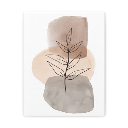 Brown Modern Botanical Wall Art Set 1.3 - Matte Canvas Decor with Minimalist Leaf Design
