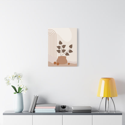 Brown View Wall Art Set 1.3 - Matte Canvas Decor with Minimalist Leaf Design