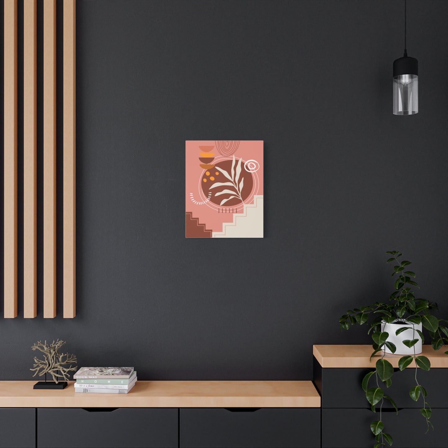 Wander Vase Art Set 1.1 - Matte Canvas Decor with Minimalist Leaf Design