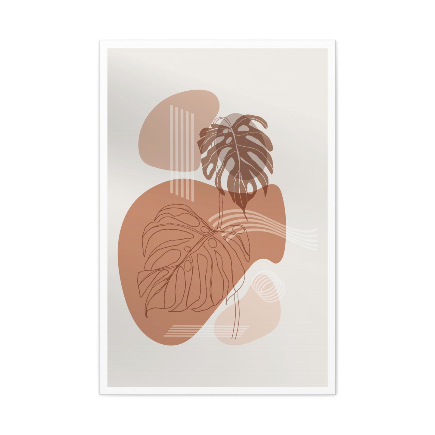 Brown Leaf Wall Painting Set 1.3 - Matte Canvas Decor with Minimalist Leaf Design