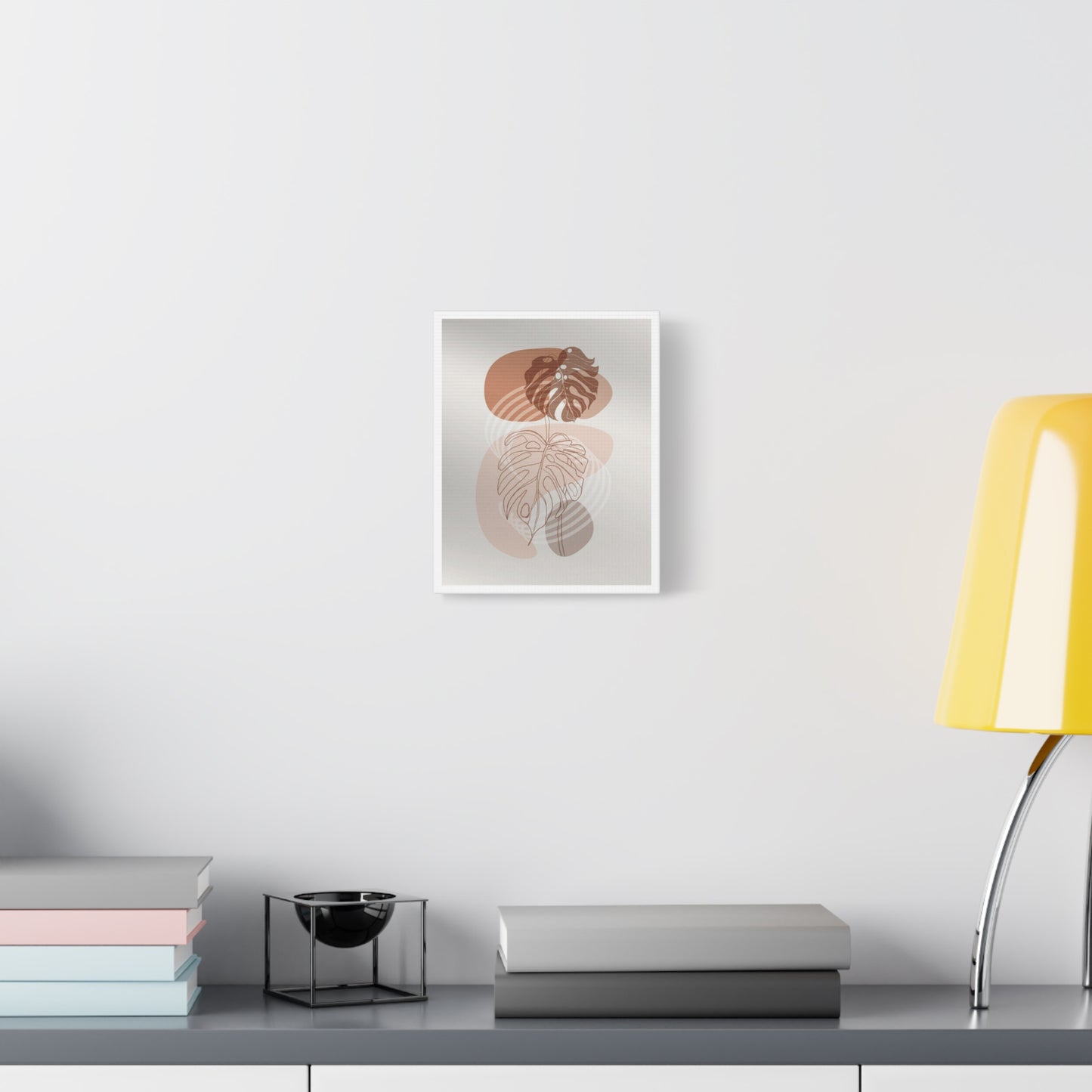 Brown Leaf Wall Painting Set 1.2 - Matte Canvas Decor with Minimalist Leaf Design