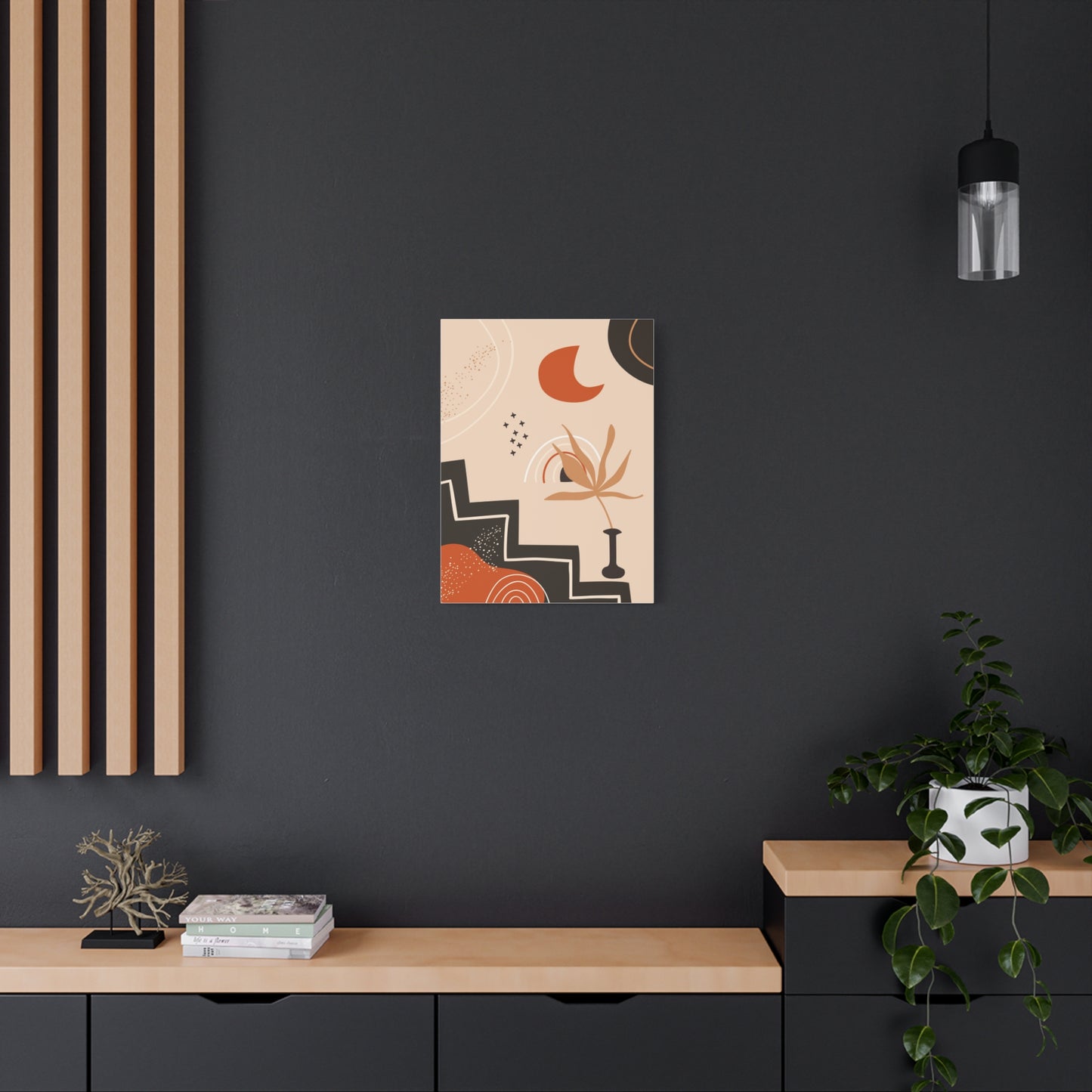 Boheme Luna  Art Set 1.2 - Matte Canvas Decor with Minimalist Leaf Design
