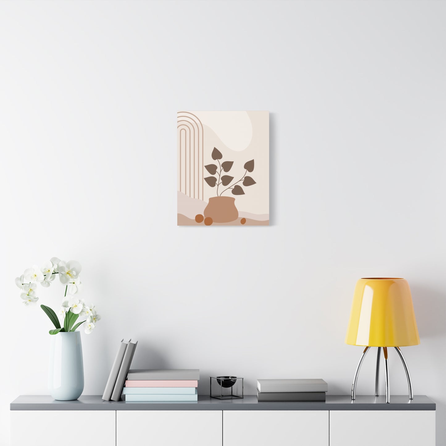 Brown View Wall Art Set 1.3 - Matte Canvas Decor with Minimalist Leaf Design