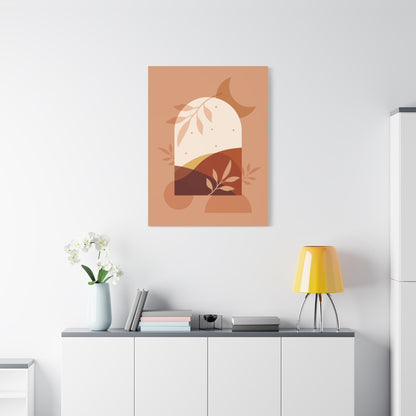 Abstract Terracotta Botanical Art Set 1.3 - Matte Canvas Decor with Minimalist Leaf Design