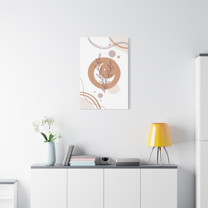 Sunset Botanica Art 1.1 - Matte Canvas Decor with Minimalist Leaf Design