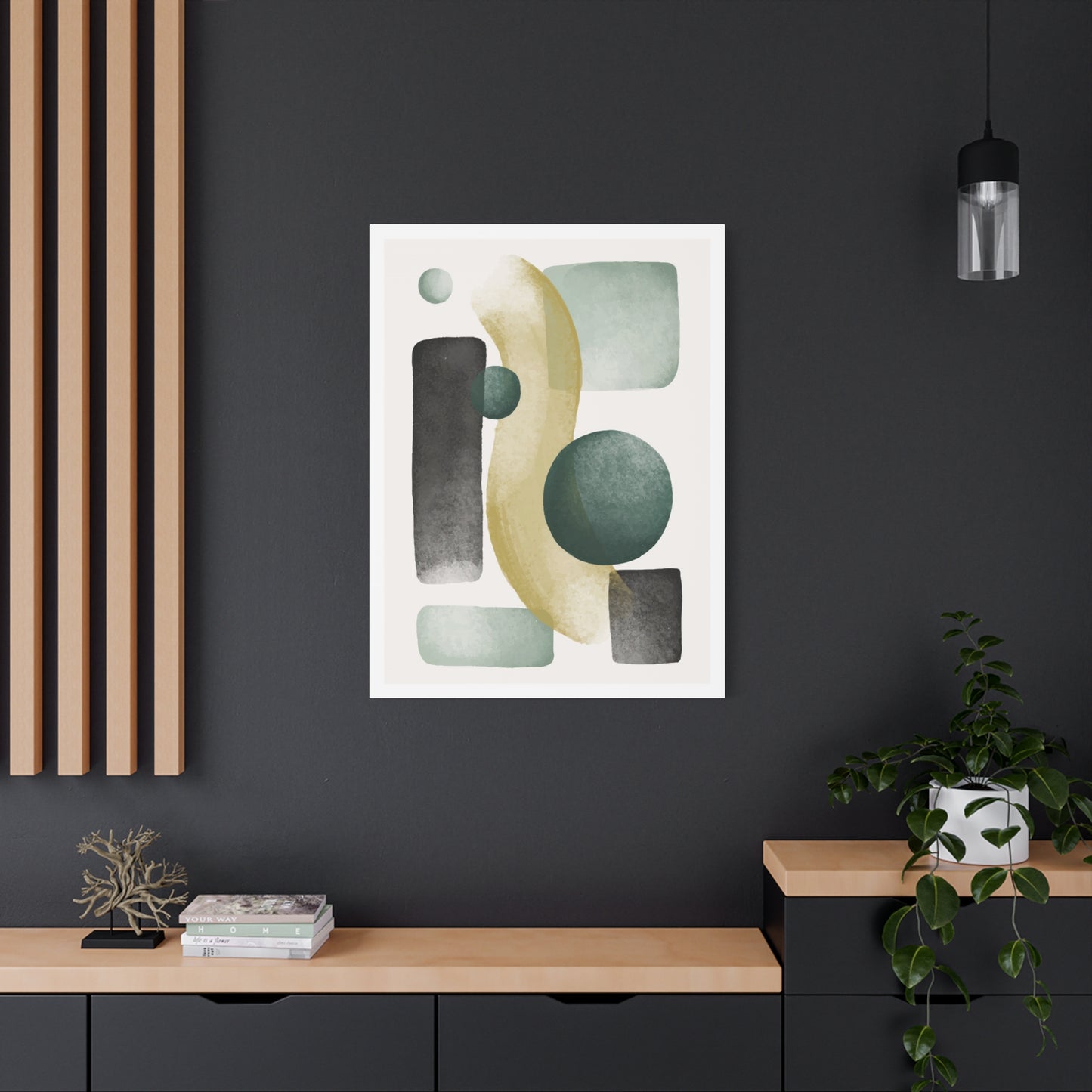 Army Green Art Set 1.2 - Matte Canvas Decor with Minimalist Leaf Design
