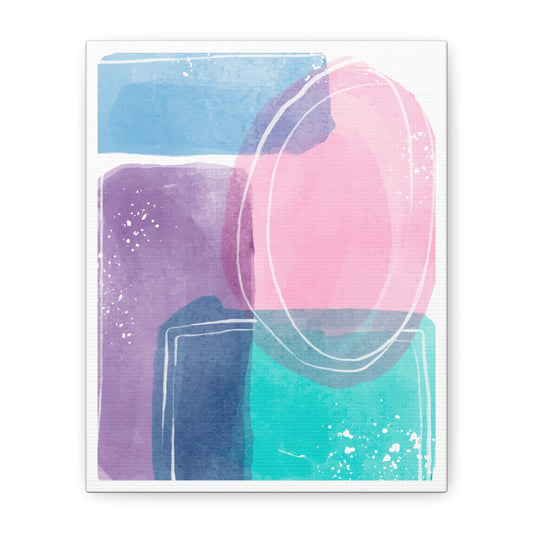 Soft Watercolor Color Art Set 1.2 - Matte Canvas Decor with Minimalist Leaf Design