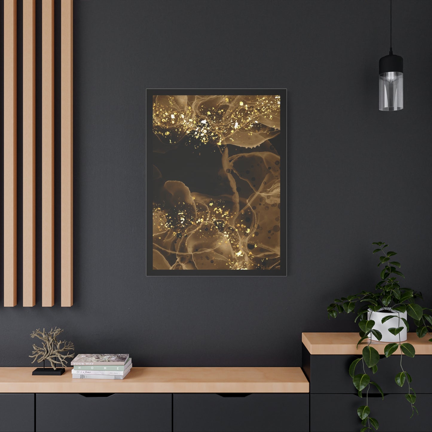 Gold Dust Art Set 1.3 - Matte Canvas Decor with Minimalist Leaf Design