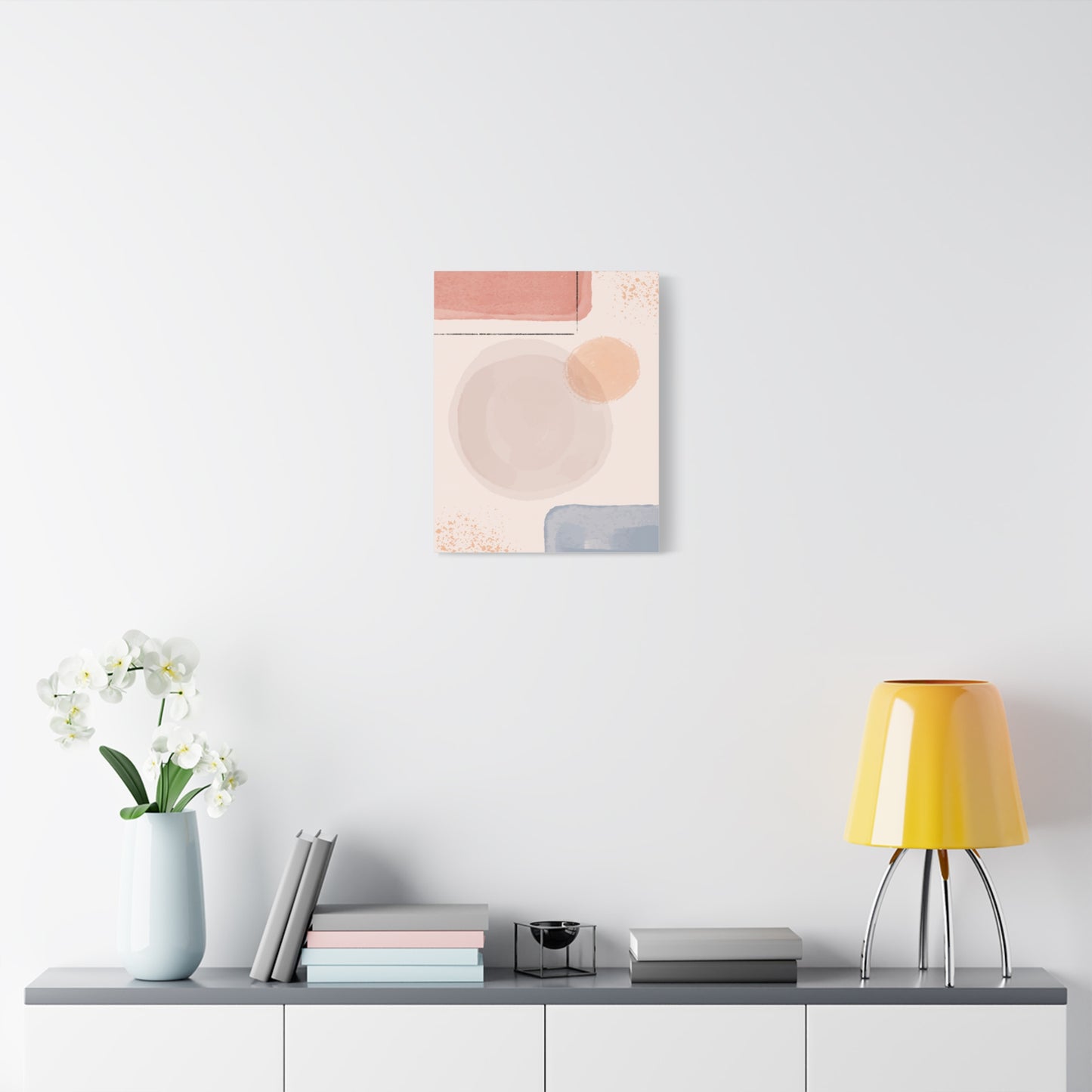 Pink Water Minimal Art Set 1.1 - Matte Canvas Decor with Minimalist Leaf Design