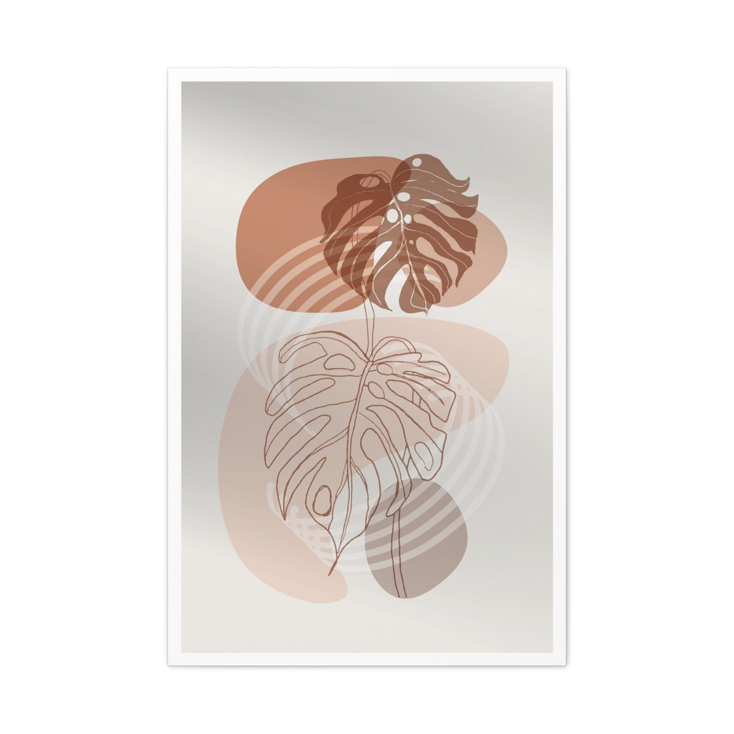 Brown Leaf Wall Painting Set 1.2 - Matte Canvas Decor with Minimalist Leaf Design